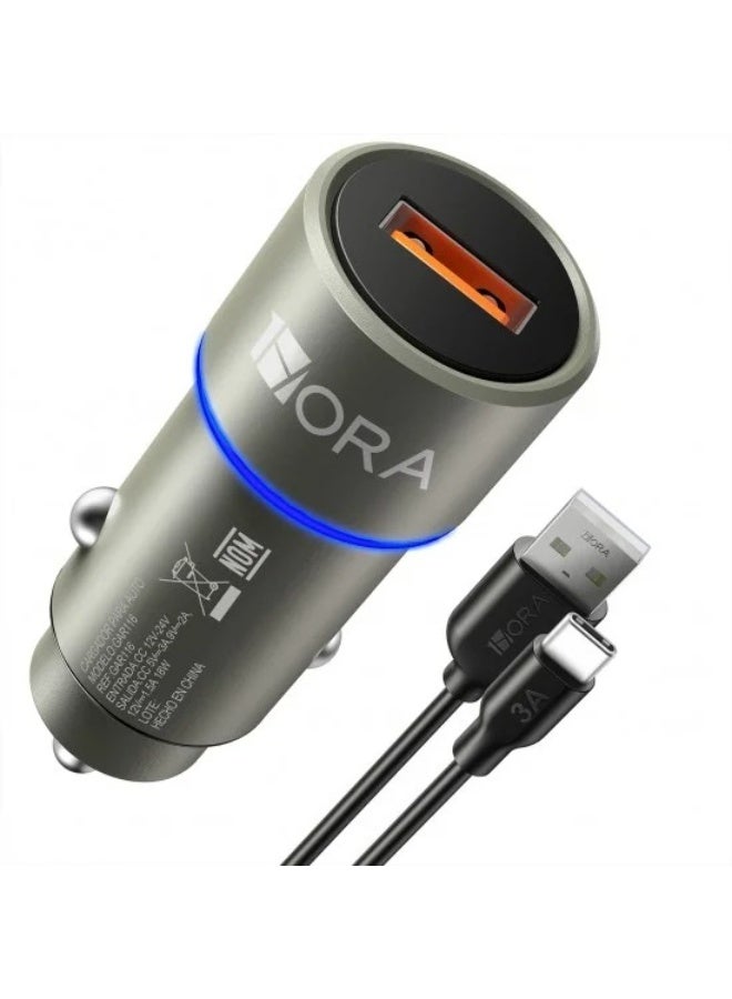 1HORA Car Charger QC3.0 18W Max - GAR116 - Gris Gray